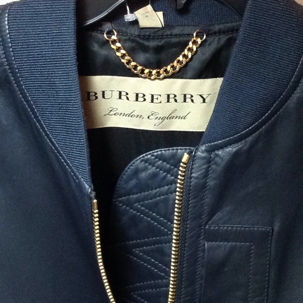 Burberry "Penhale" navy leather bomber